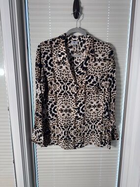 Worthington Leopard-Print Blouse in Black and Tan